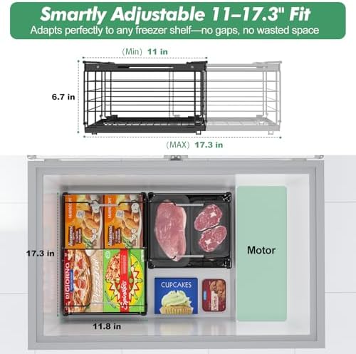 ADRIMER Freezer Organizer Bins, 2 Packs Foldable & Stackable Chest Freeze...