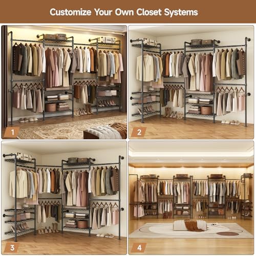 ComfyCorner Wall Mounted Garment Rack, Industrial Pipe Clothing Rack Black