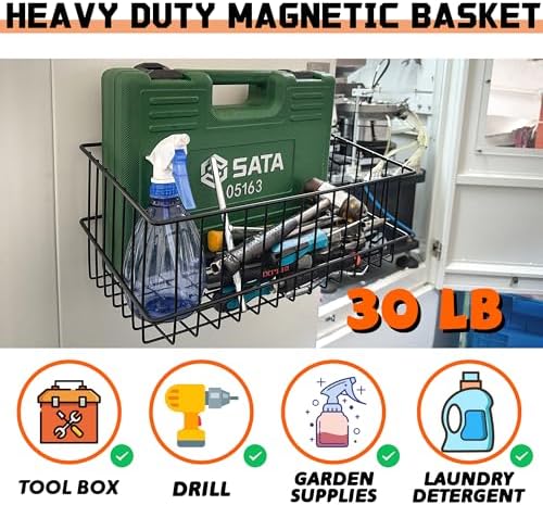 ULIBERMAGNET Magnetic Baskets, Large Capacity Metal Wire Mesh Basket Holder O...