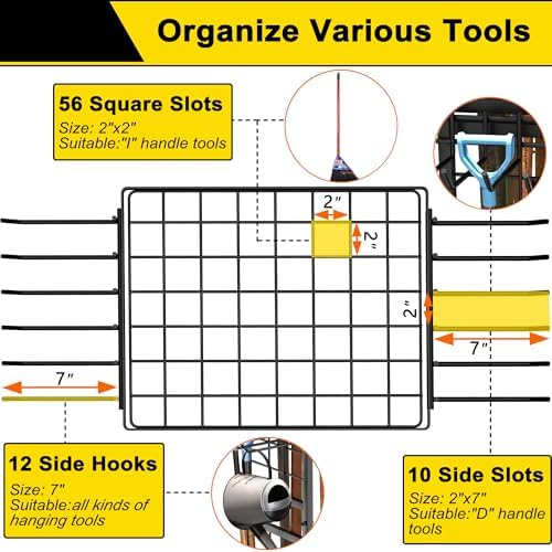 3 Tier Garden Tool Organizer, Garage Storage and Organization, Metal Yard Too...