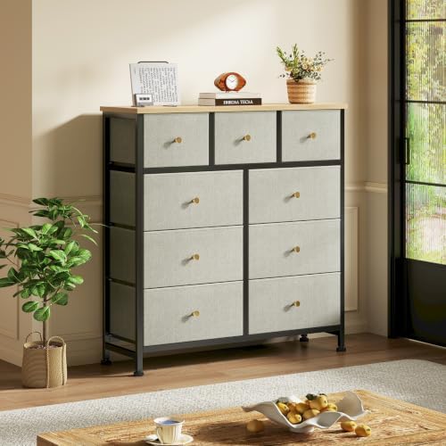 DUMOS 9 Drawer Dresser for Bedroom, Storage Organizer Chest of Drawers
