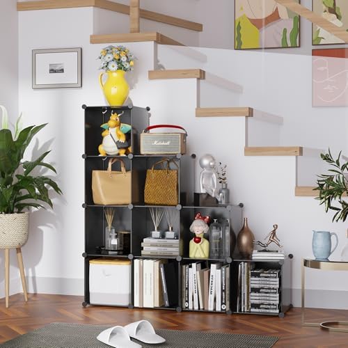 C&AHOME Cube Storage Organizer, 9-Cube Bookcase, Closet Cabinet Black