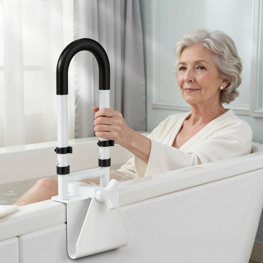 Adjustable Bathtub Safety Rail, Bathtub Handle Grab Bar with Non-Slip Grip fo...