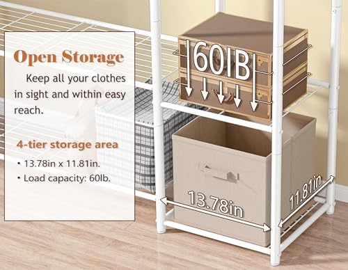 HOMIDEC Wardrobe Closet,Portable Clothes Rack with 4 Tiers Shelves