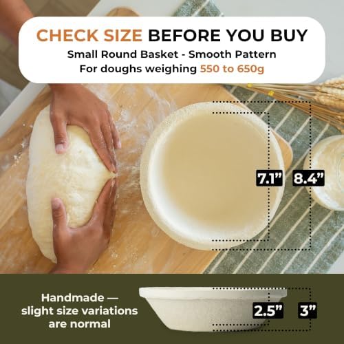 Bulka Sourdough Banneton Bread Proofing Basket Small 7" Round Smooth 500g