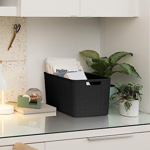 Curver Set of 4 Large 20L Jute Decorative Plastic Organization and Storage Ba...