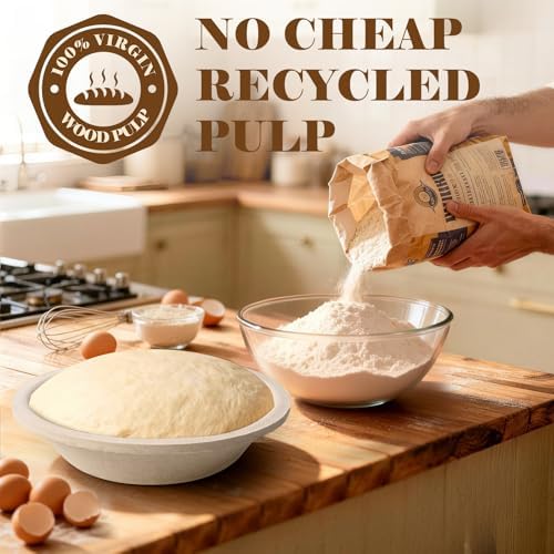 9" Round & 10" Oval Wood Pulp Banneton Bread Proofing Basket Se...