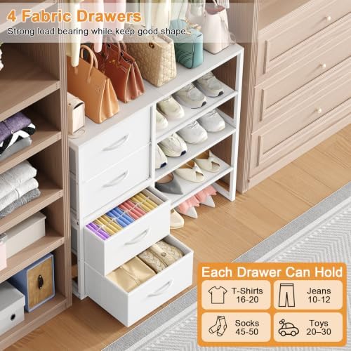 Hongtamoya 2-Pack Stackable Storage Drawers with Open Shelves, White