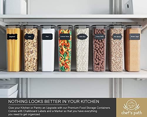Chef's Path - Kitchen Storage Box Set - 8 Airtight Food Jars for Storing ...