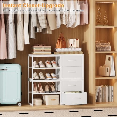 Hongtamoya 2-Pack Stackable Storage Drawers with Open Shelves, White