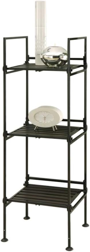 Organize It All Espresso 3 Tier Square Free Standing Storage Shelf, Dimension...