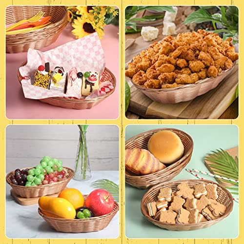 Zopeal 12 Pack Bread Basket Bulk 9.5 Inch Plastic Oval Basket