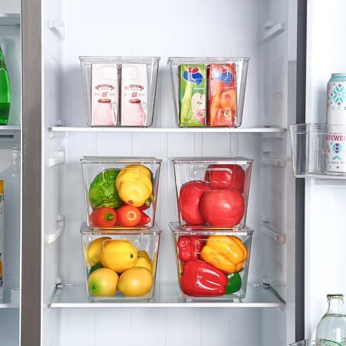 Vtopmart 6 Pack Clear Stackable Storage Bins with Lids and Handles, Medium