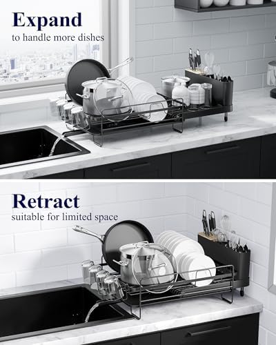 Kitsure Extendable Dish Drying Rack, 19.2"-26.7" L x 12.9" W, ...