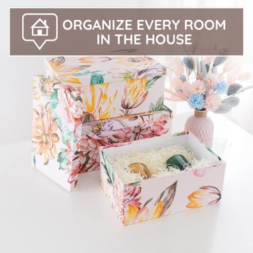 Soul & Lane - Beauty in Bloom Decorative Storage Boxes with Lids, Set of 3