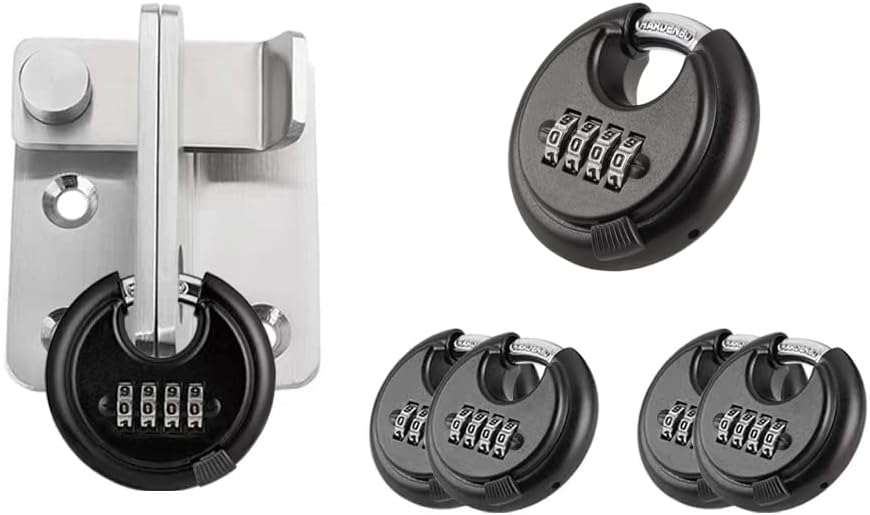 WULALACK Outdoor Combination Lock,4 Digit Discus Combination Padlock,Heavy Du...