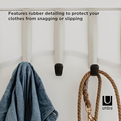 Umbra Schnook Steel Over the Door Hooks, 5-Hook Set, Black/Nickel