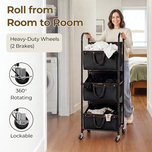 GRANNY SAYS 3 Tiered Laundry Sorter, Narrow Hamper Cart with Wheels