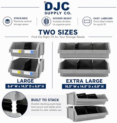 Extra Large Red Stackable Storage Bins 2 Pack – 16.5" x 14.5" x 6.9...