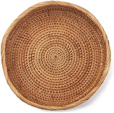 Rattan Bread Baskets Round Woven Fruit Bowls Key Holders Stackable for Storag...