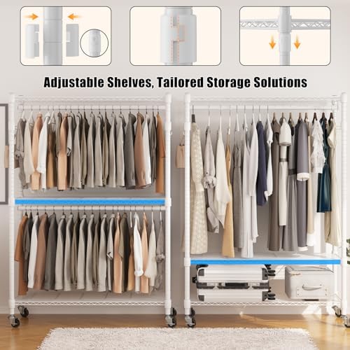 BATHWA Clothes Racks for Hanging Clothes, 25 mm tube Heavy Duty 47.3" W ...