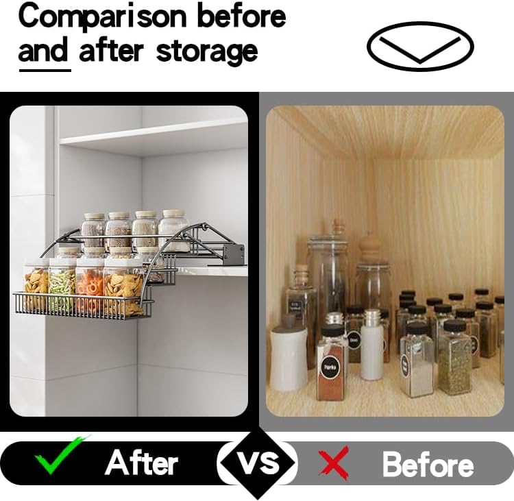 3-Tier Pull Down Spice Rack Organizer for Inside Cabinet Pantry Expandable Di...