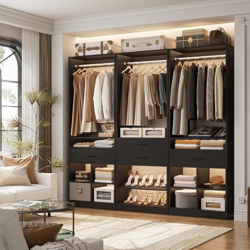 Unikito 50" W x 80" H Closet Organizer Storage System with 2 Hangin...