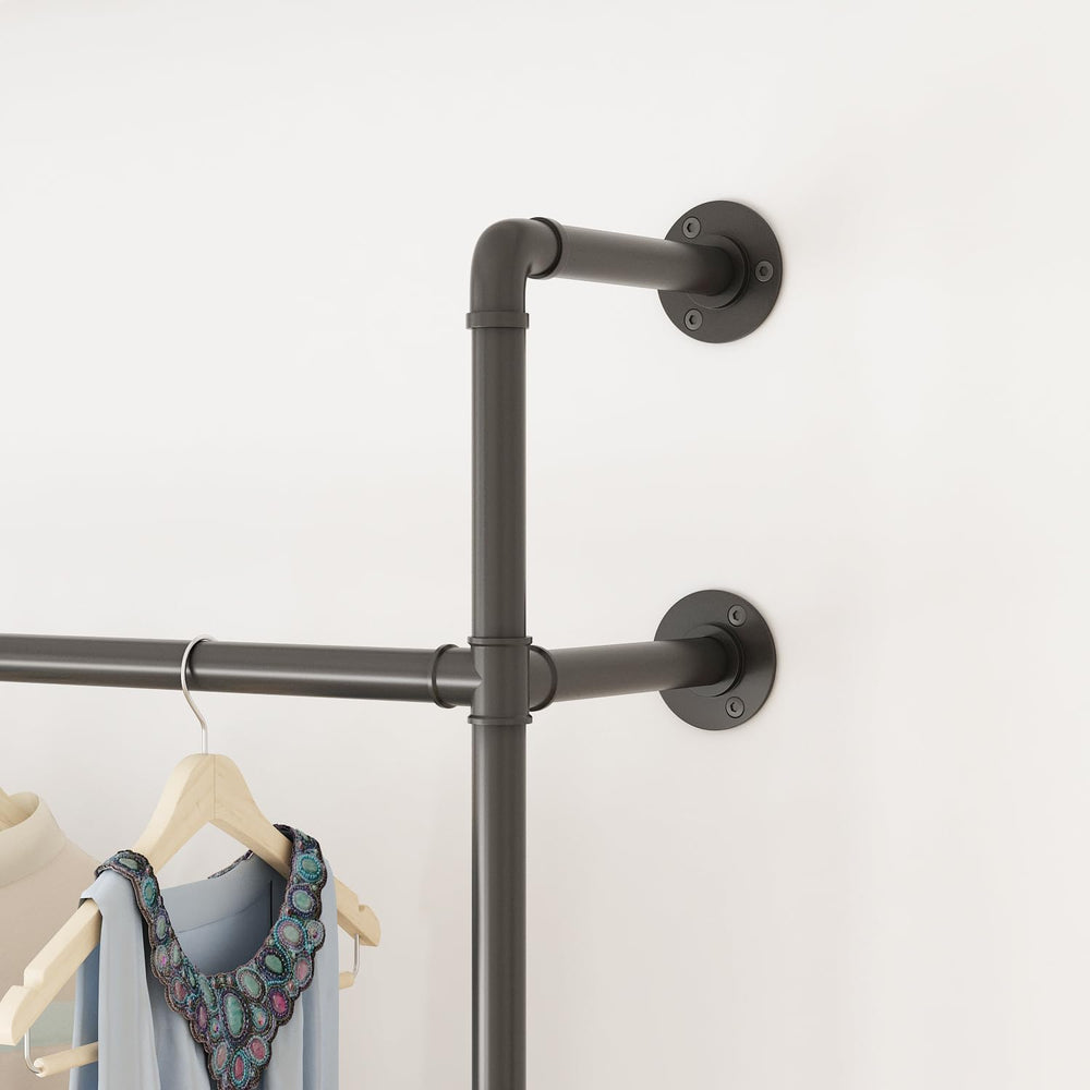 ORSENIGO Industrial Pipe Clothing Rack, Heavy Duty Metal Clothes Rack with Do...
