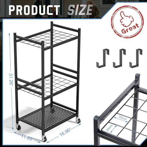 DAOUTIME Garden Organizer With Wheels, Yard Tower Rack for Garage Storage, Up...