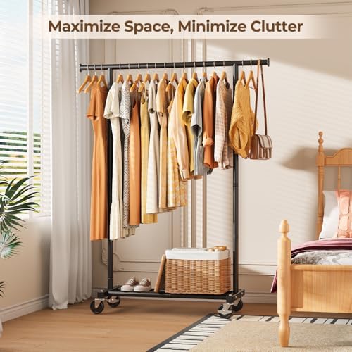 HYSEYY Clothes Rack, Clothing Rack for Hanging Clothes, Rolling Garment Rack ...