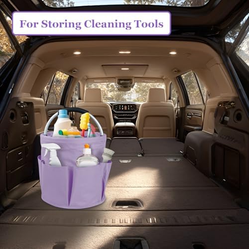 2Pcs 17L Collapsible Cleaning Supplies Caddy with Handle for Travel, Purple