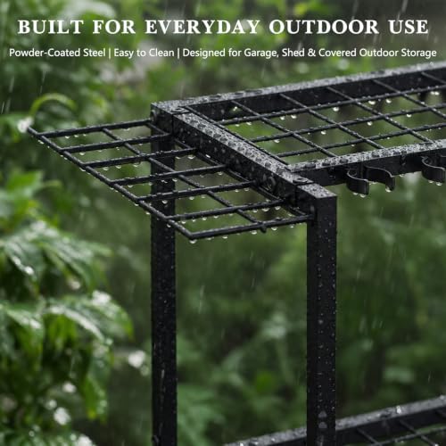 Faesun Garden Tool Organizer, 3-Tier Metal Yard Tool Rack with 14 Hooks &...