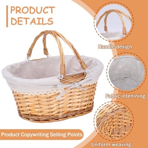 Large Wicker Basket with Handles,Bread Baskets for Serving Sourdough Proofing...