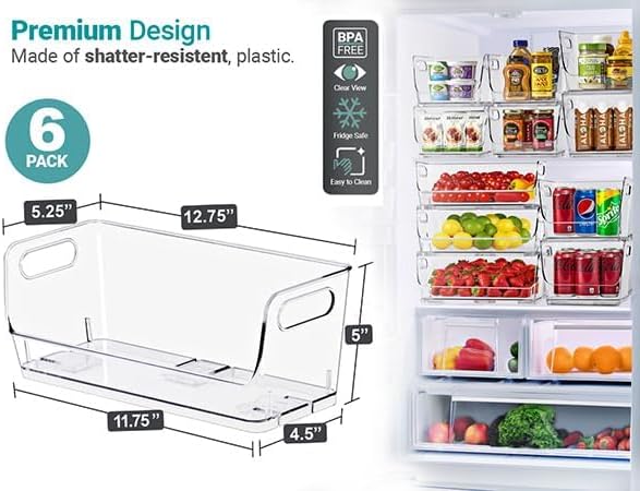 Sorbus Clear Pantry Organizer with Stackable Storage Bins, Open Front