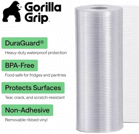 GORILLA GRIP Shelf Liner, Non-Adhesive Cabinet Liners, 12"x20' Clear