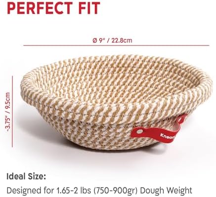 KneadAce Cotton Rope Banneton Bread Proofing Basket Set, 2 x Round Bread Bask...
