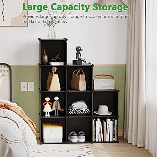 C&AHOME Cube Storage Organizer, 9-Cube Bookcase, Closet Cabinet Black