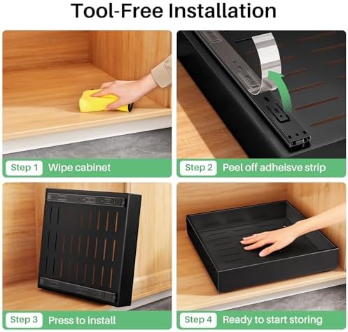 2Pack Pull out Cabinet Organizer, 21"Deep, Heavy Duty Full-extension Sli...