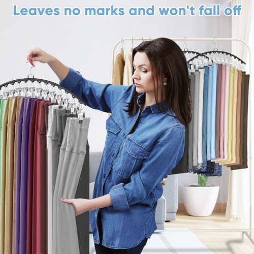 6 Pack Legging Organizer for Closet Hanging, Pants Hangers with Clips Metal