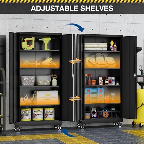 Fesbos Metal Rolling Storage Cabinet-74.6” Tall Steel File Cabinets with Whee...