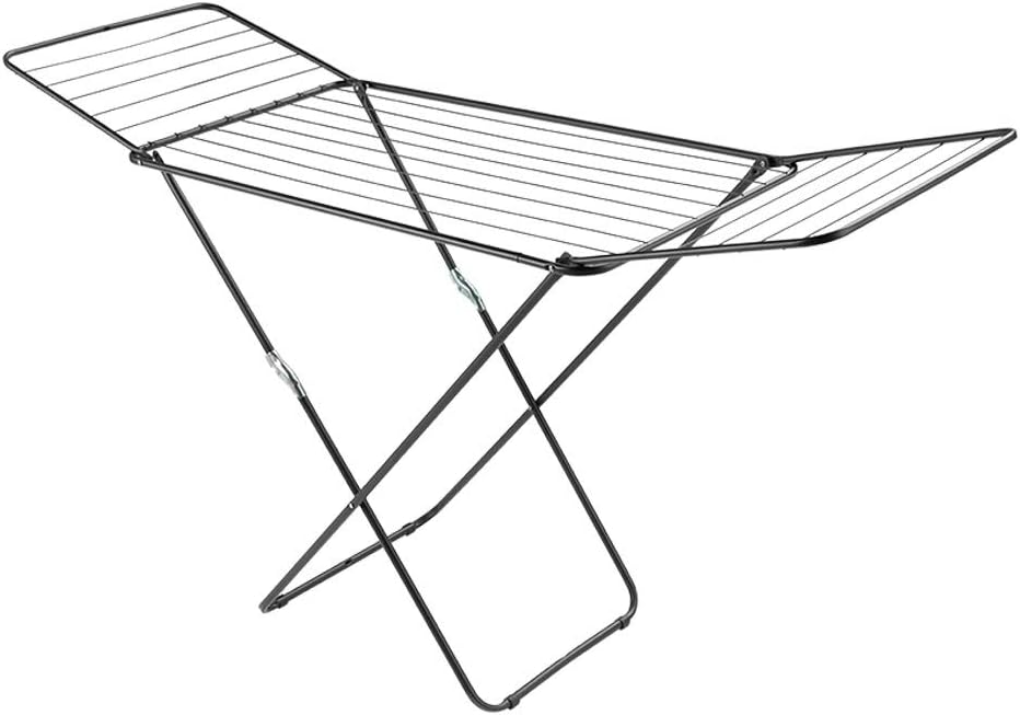 Metaltex Vulcano Black Steel Airer with Wings 18 m and Epoxy Coating, Black, ...