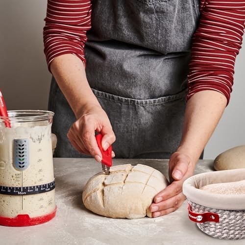 KneadAce Sourdough Starter Kit – 34oz Starter Jar, 2 Cotton Rope Banneton Pro...