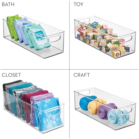 iDesign Plastic Stackable Pantry Bin with Handles, Set of 2, Clear