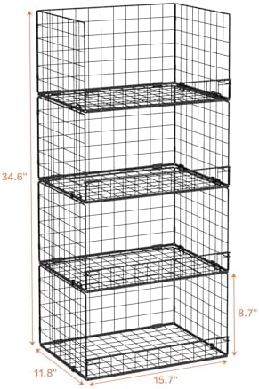 Yociyoga 4-Tier Stackable Closet Organizers and Storage Shelves, Foldable Clo...
