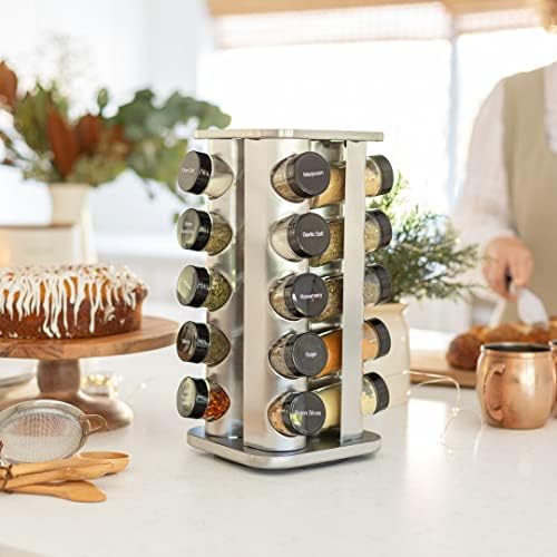 Orii 20 Jar Rotating Spice Rack with Spices Included & 5-Year Free Spice ...