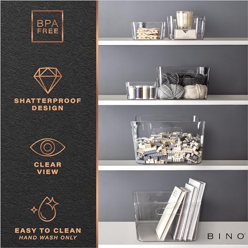 BINO | Plastic Organizer Bins, Large - 4 Pack | THE SOHO COLLECTION | Multi-U...