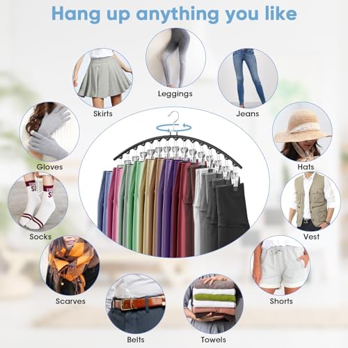 6 Pack Legging Organizer for Closet Hanging, Pants Hangers with Clips Metal