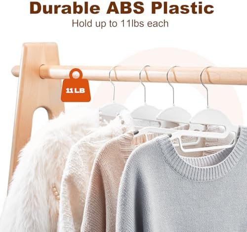 HOUSE DAY Slim Plastic Hangers with Non Slip Rubber Pads, 50 Pack, White