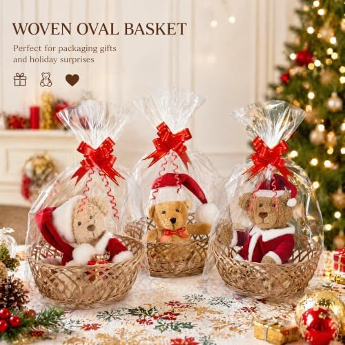 10 Pack Plastic Oval Basket, 10"x7.5"x4" Wicker Bread Basket B...