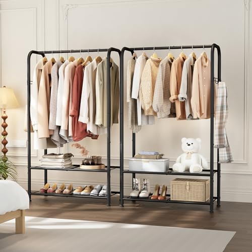 SINGAYE Wardrobe Standing Closet Clothing Rack With Shelf Hanging Clothes